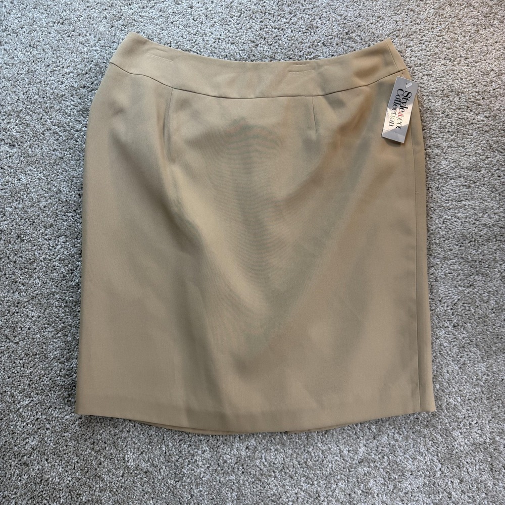 Style & Co. Collection Skirt Womens 12 Beige Pencil Knee Length Lined Office